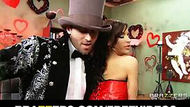 Hot girls sharing one big cock in orgy.