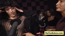 Nia Bleu, the busty brunette teen, receives a nasty facial from Brett Maker