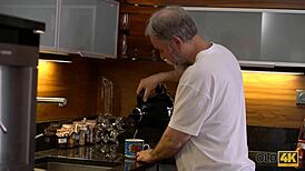 Old4k blonde starts day with husband sex