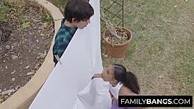 Familybangs com - Troublemaker Boy Spies Black Stepsister Olivia Jay Doing Yoga with Ricky Spanish