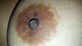 Squeezing My Step Nipples While Sucking On Big Tits