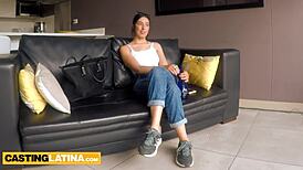 Latina amateur teen 18+ feels intense pleasure during fake music video casting