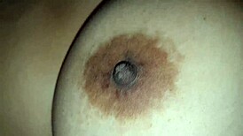 Squeezing My Step Nipples While Sucking On Big Tits