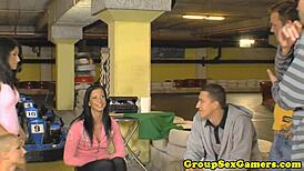 real gaming babes sucking cock after gokarting, so wild! 😎