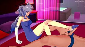 Ganyu Gives Footjob After Shower!