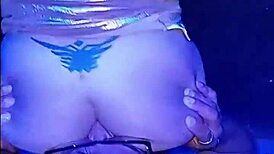 Horny petite girl fucked in men's bathroom at party.