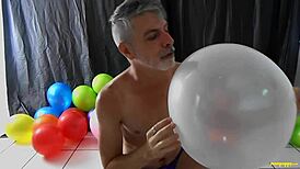 Balloon play with horny gay dilf richard lennox