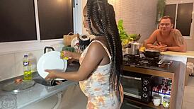 Pregnant Bruna Black Fucked In Kitchen!