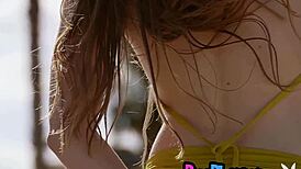 Beautiful Brunette Kate Chromia Feels Sensual in Solo Striptease Session.