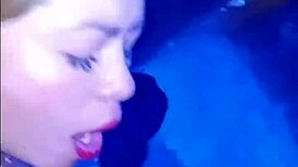 Horny petite girl fucked in men's bathroom at party.