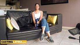 Latina amateur teen 18+ feels intense pleasure during fake music video casting