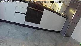 Cheating wife sneaks a hard fuck with neighbor in steamy kitchen