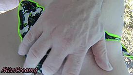 a teen student secretly fingers my pussy in the crowded public pool, with strangers all around, it's so risky.