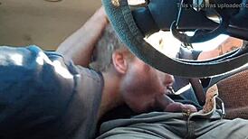 Road head action with black socks and intense blowjob skills on display.