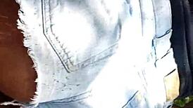 Brunette amateur shows off new ass in woods