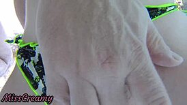 a teen student secretly fingers my pussy in the crowded public pool, with strangers all around, it's so risky.