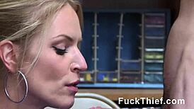 This guy got caught stealing and ended up dominated by a fierce female officer at work.