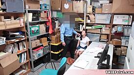 Petite Teen Bent Over for Rough Mall Cop Fuck