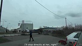 Sexy Brunette Convinced by Dude in Van to Fight and Stay After Hardcore Fuck