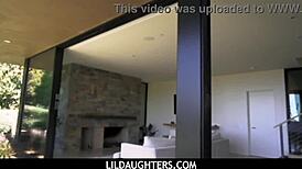 Cute Teen Angeline Red in Black Lingerie Craves Stepdad’s Huge Cock in Garage