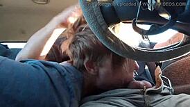 Road head action with black socks and intense blowjob skills on display.