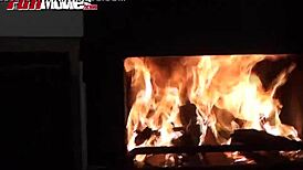 Chubby redhead enjoys solo fun during Christmas