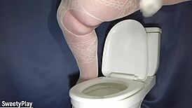 I, uh, sexy peeing on the toilet in fishnets, bbw style.