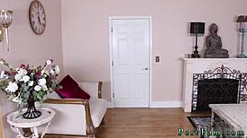 Tiny teen spanked by family