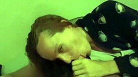 couple engages in rough face fucking, swallowing mouthful of cum