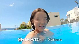 Wow! POVD Outdoor Poolside Tight Pussy Pounding with Big Cock!