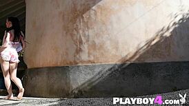 European Blonde Model Marianna Posed In Lingerie Before Striptease