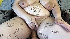 milky mari stretches cum-filled pussy with dildo