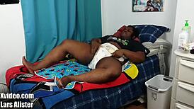 Ebony Fetish Babe Wets Diaper in Training