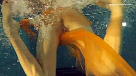 Nastya STRIPS her clothes and SHOWS her naked hot body in the POOL