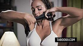 Brunette teen 18+ abigail mac gets banged by two guys at casting interview 😏