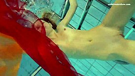 Nastya STRIPS her clothes and SHOWS her naked hot body in the POOL