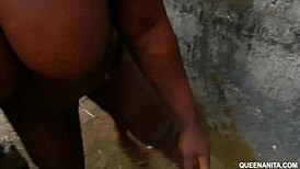 Asian BBW Gets Rough Doggystyle in Unfinished Building Bush