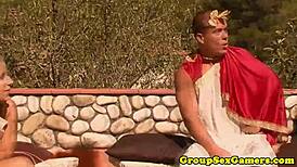 Costume Babe Gets Facialized Outdoors