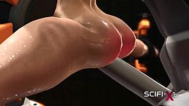 Can you believe this busty blonde's extreme sex with an android in the sci-fi lab?