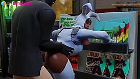 henchman fucks bunny brawler in standing doggystyle! 😈
