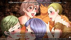Busty princess under hypnosis in visual novel