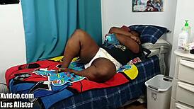 Ebony Fetish Babe Wets Diaper in Training