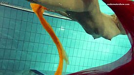 Nastya STRIPS her clothes and SHOWS her naked hot body in the POOL