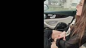 Brunette Masturbates Publicly in Car