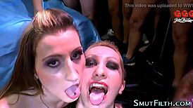 Hey, wanna see bukkake sluts swapping hot spunk?