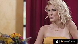 mommys girl christie stevens and ebony goddess mystique turn stepdaughters into lesbians with scissoring and licking.