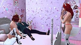 i'm the trans mistress subduing my stepmom and stepdaughter while stepdad jerks off to my big cock in sims 4 hentai