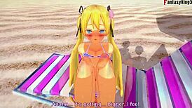 Marie Rose Teases in Bikini Before Beach Fucking in 3D Fantasy