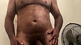 Cum drips from fingers touching my macro-penis in intense gay scene