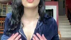 Pretty Brunette Canadian Babe Tries On Juicy Couture Velour Tracksuit